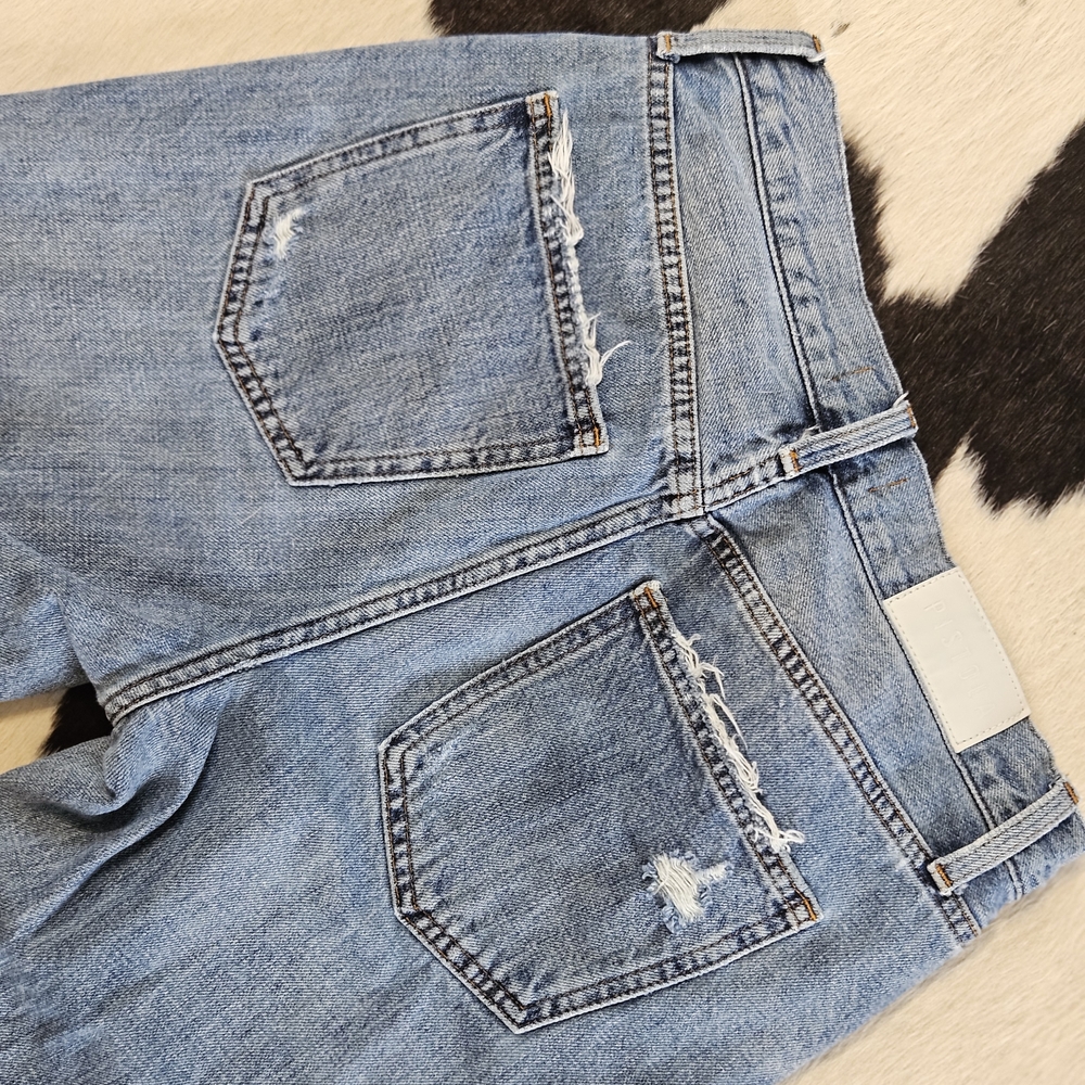 Pistola Brand - Designer - Light Blue Distressed Cropped Ankle Jeans Size 26